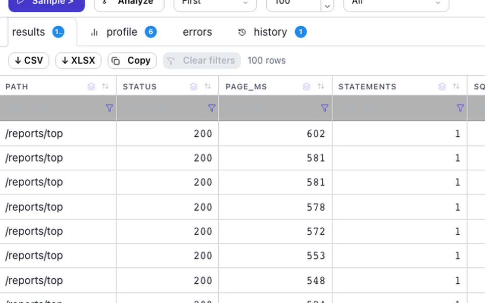 Web shop logs: the demo in Provisa