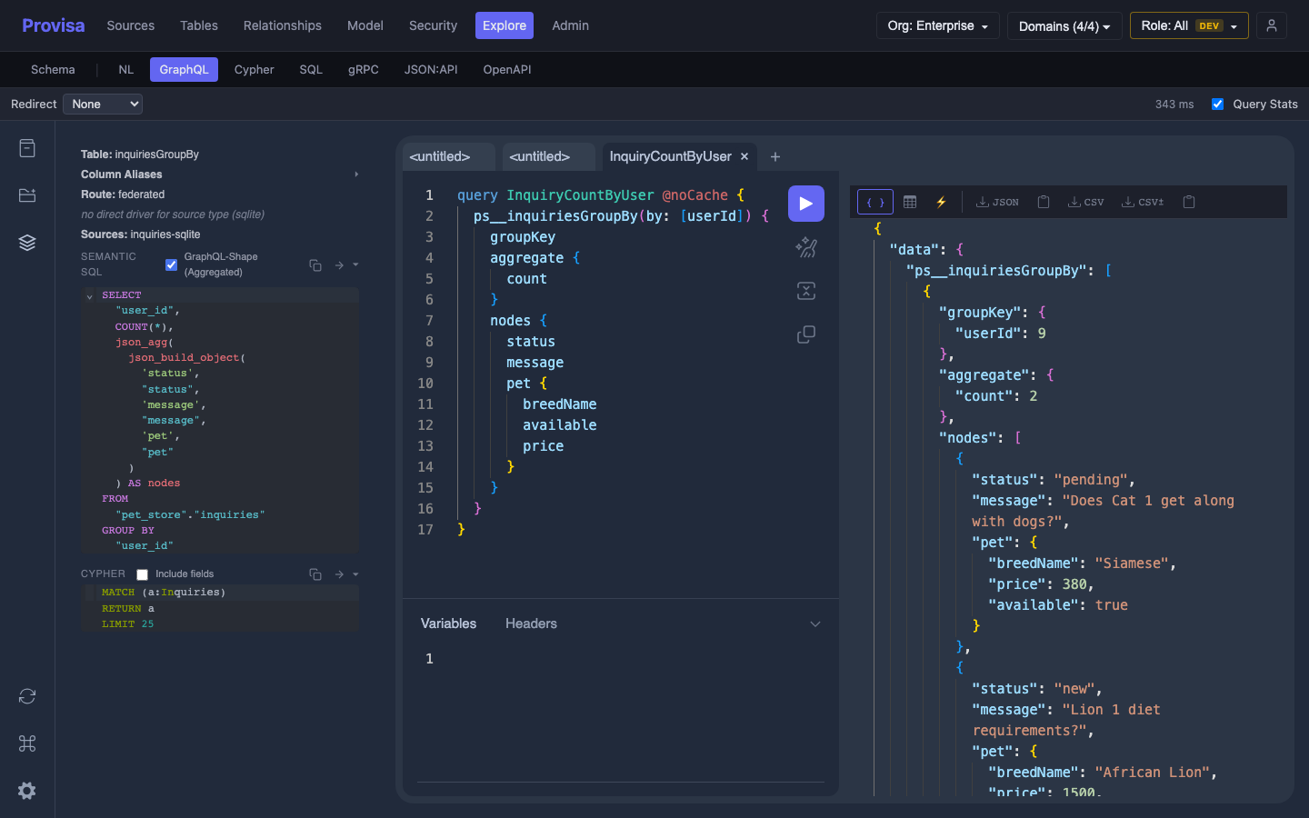 Query Language Explorer